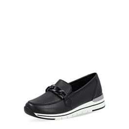 Remonte D8602 Slip On Donna, Scarpe Basse In Pelle Verniciata/Tessuto, Colore Beige, Tacco 3,9 Cm, Suola EVA, Plantare Rimovibile